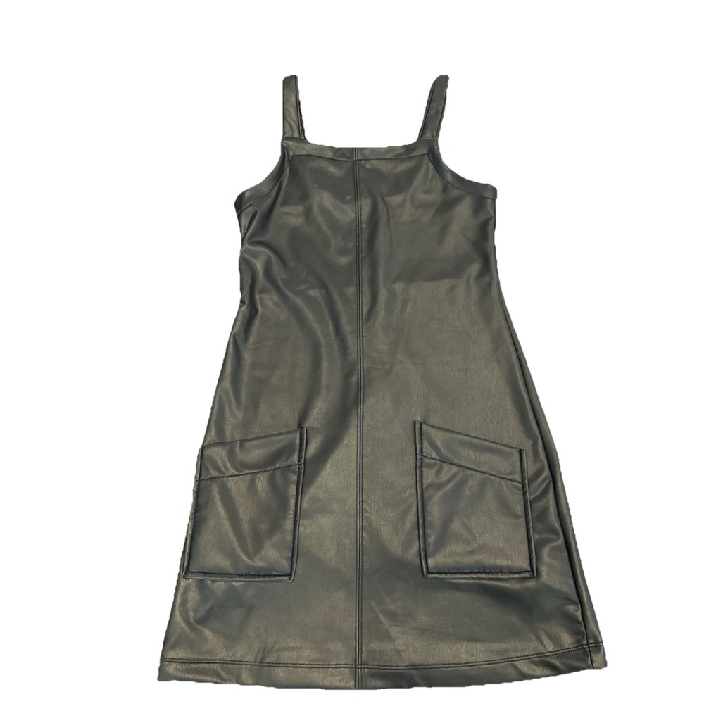 Abercrombie Kids Faux Leather‎ Sleeveless Dress Size 9/10 Black 2 Pockets Jumper